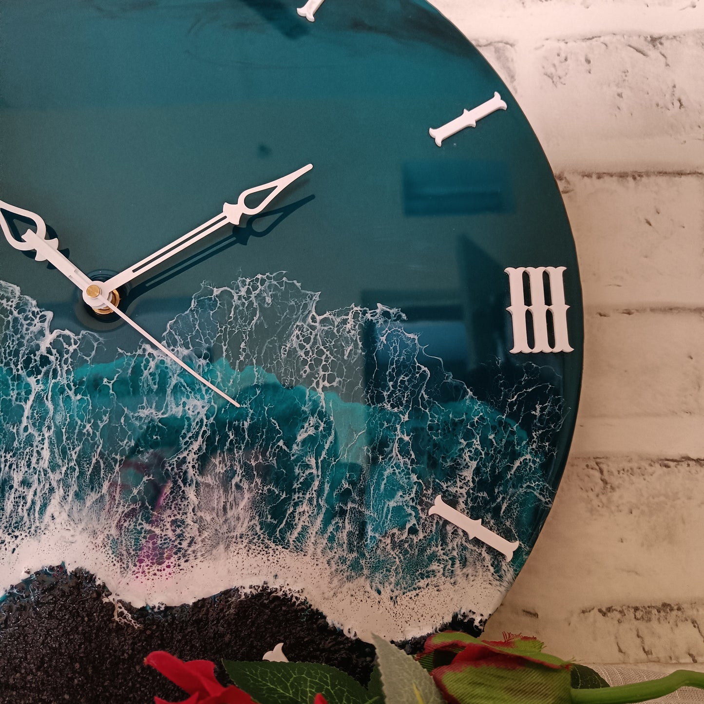 Half Black Epoxy Resin Wall Clock