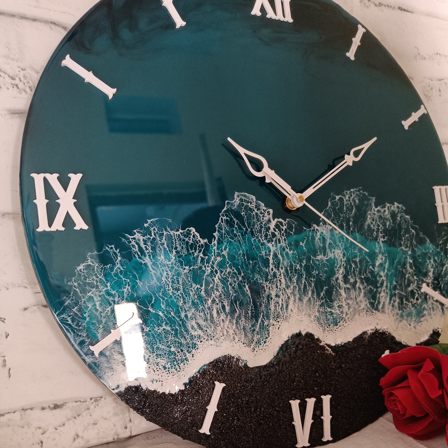 Half Black Epoxy Resin Wall Clock