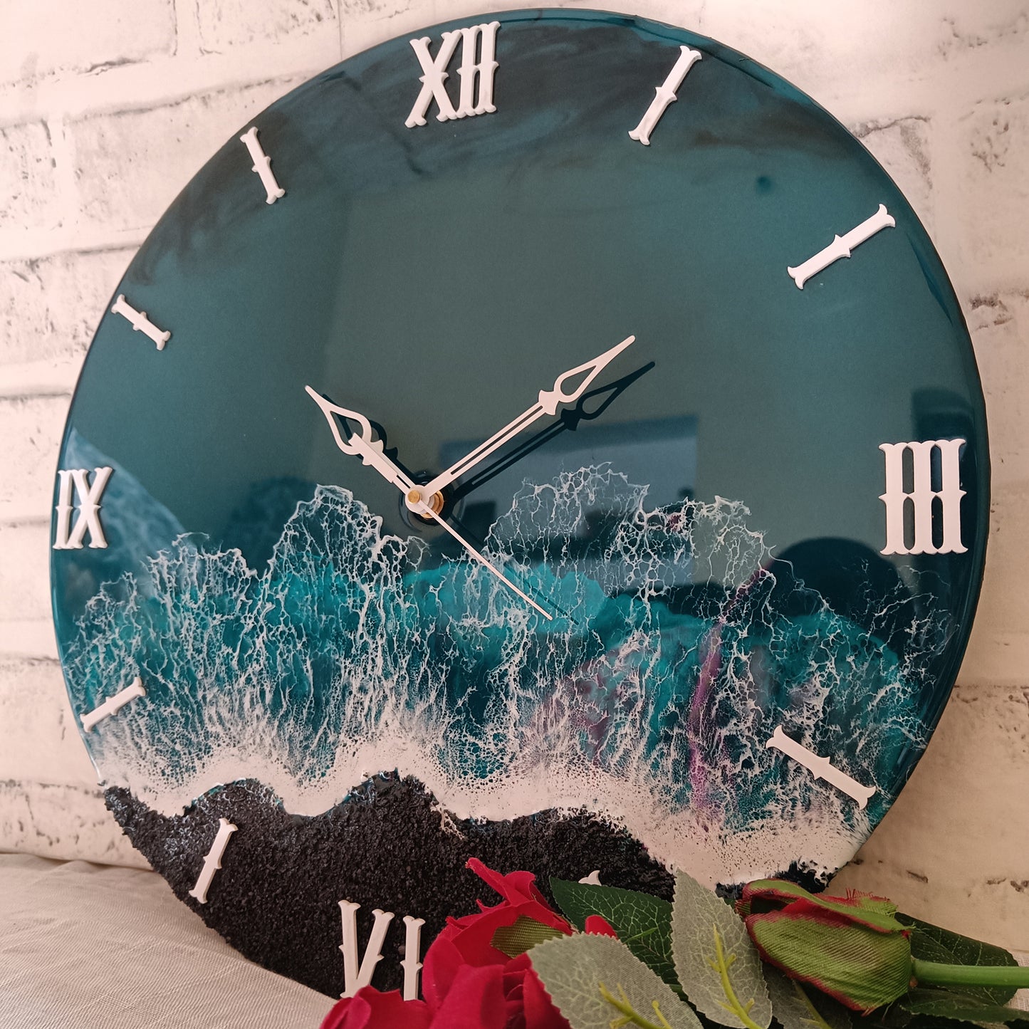 Half Black Epoxy Resin Wall Clock