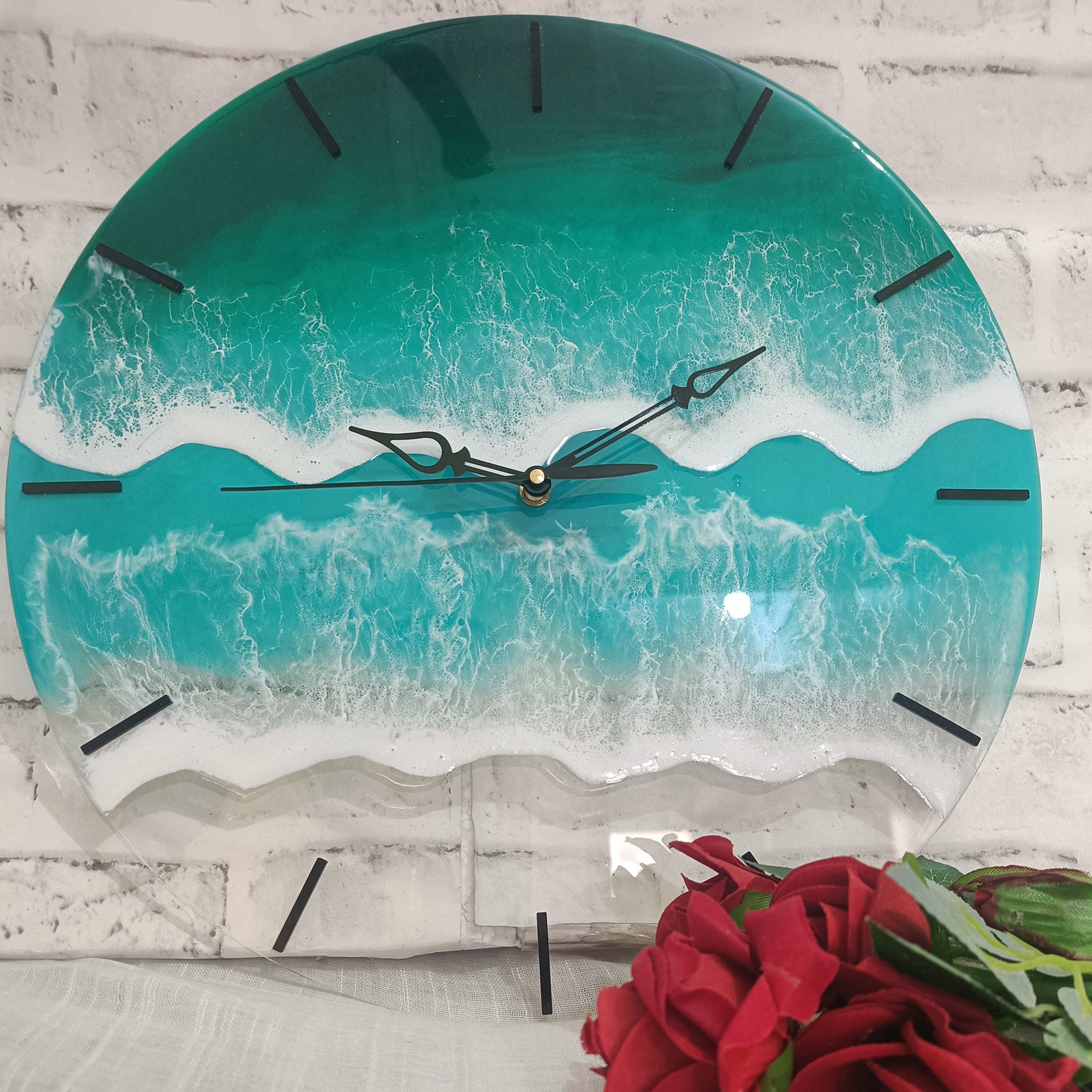 Double Waves Epoxy Resin Acrylic Wall Clock