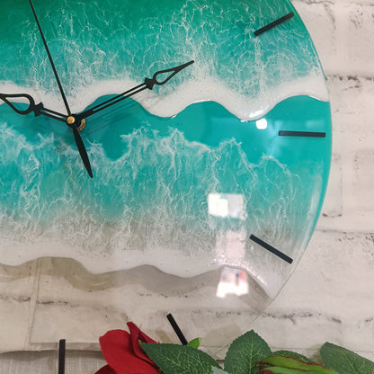 Double Waves Epoxy Resin Acrylic Wall Clock