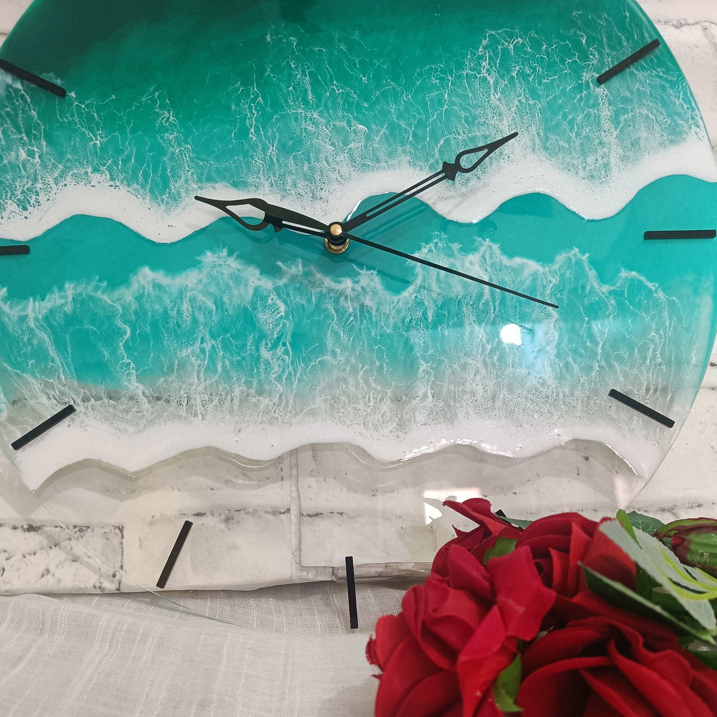 Double Waves Epoxy Resin Acrylic Wall Clock