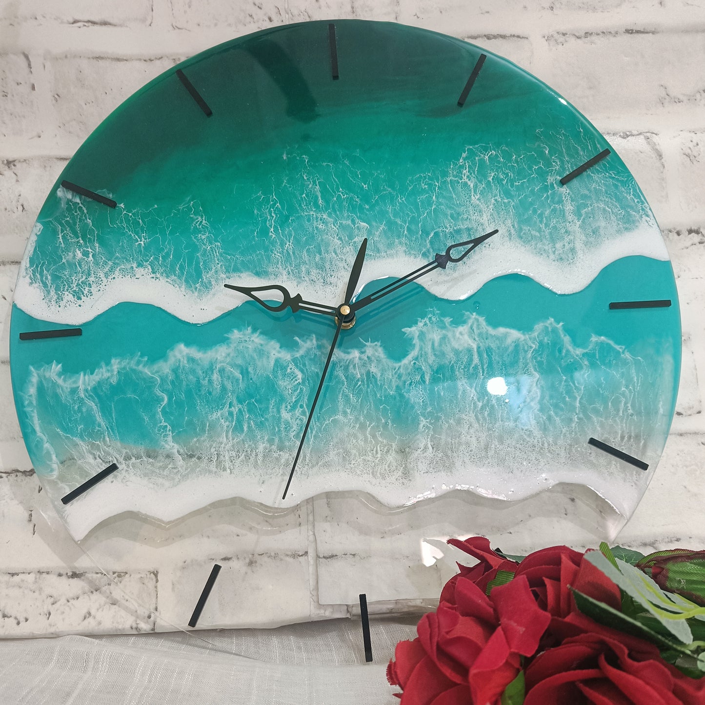 Double Waves Epoxy Resin Acrylic Wall Clock