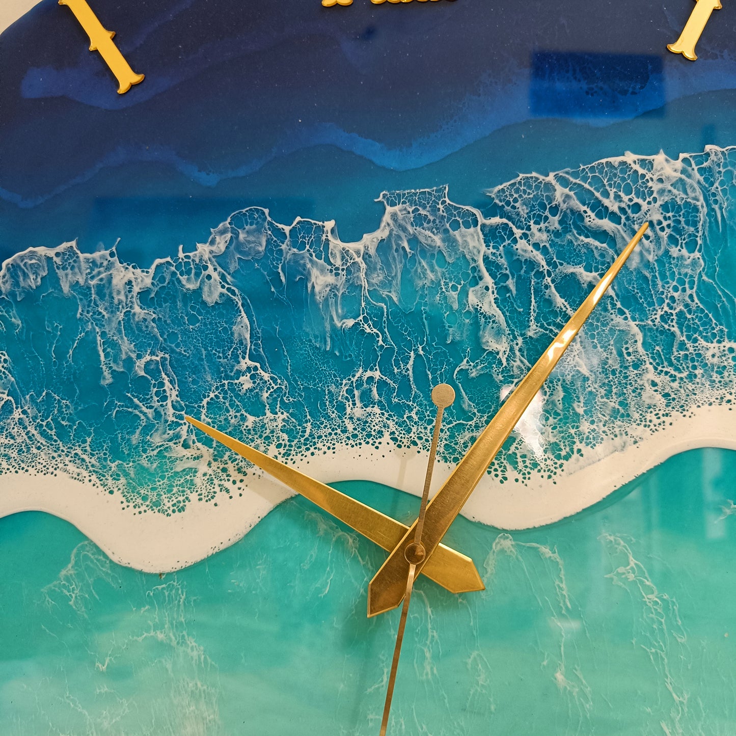 Multipal Wave On Beach Epoxy Resin Wall Clock