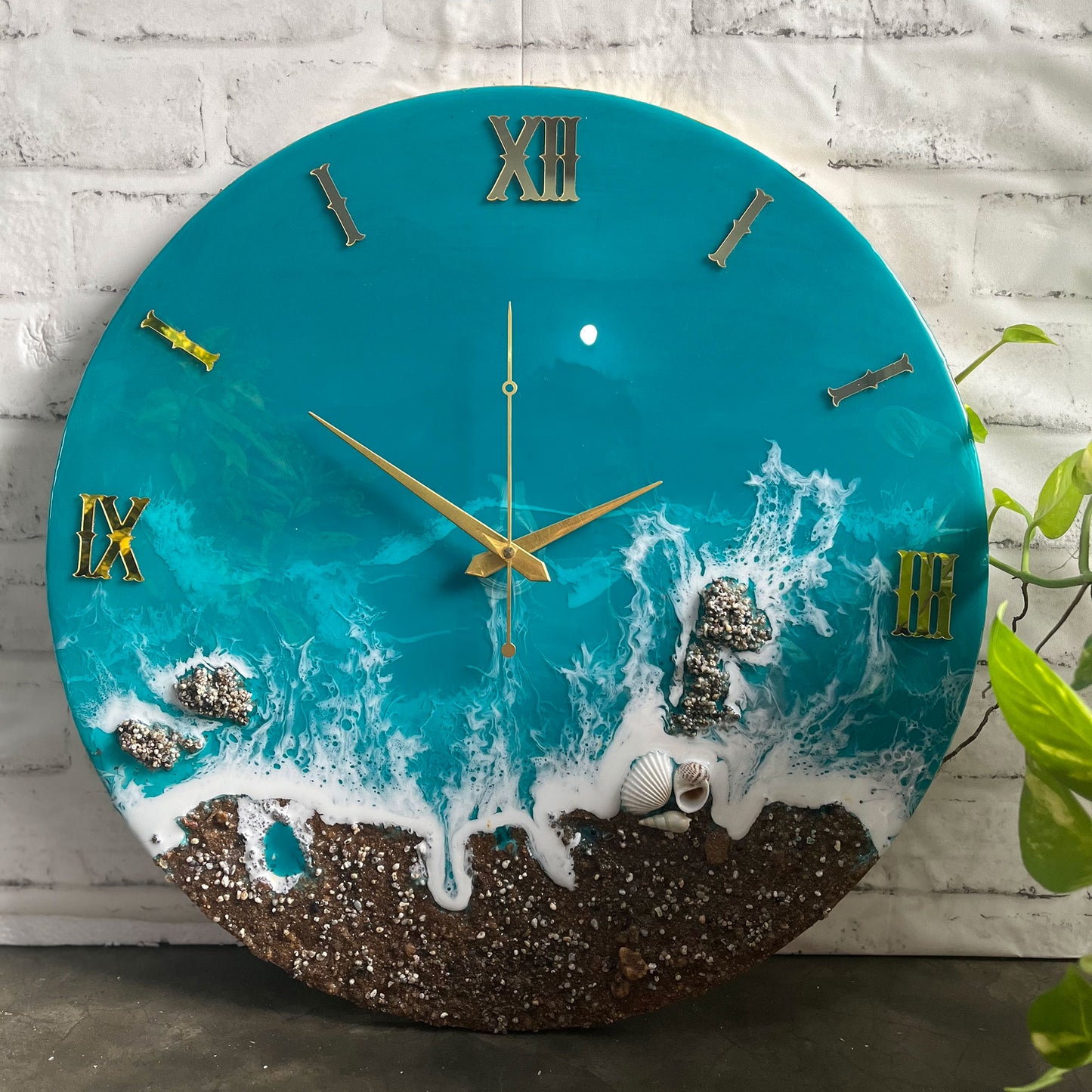 Beach View Epoxy Resin Wall Clock