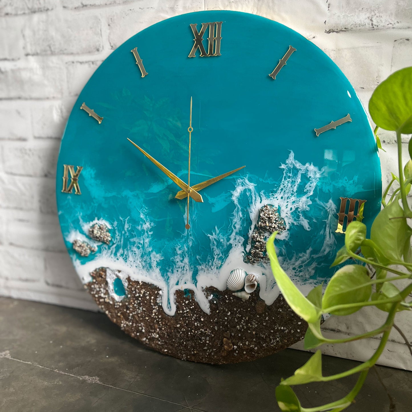 Beach View Epoxy Resin Wall Clock