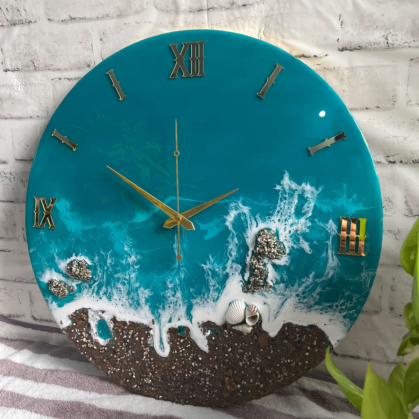 Beach View Epoxy Resin Wall Clock