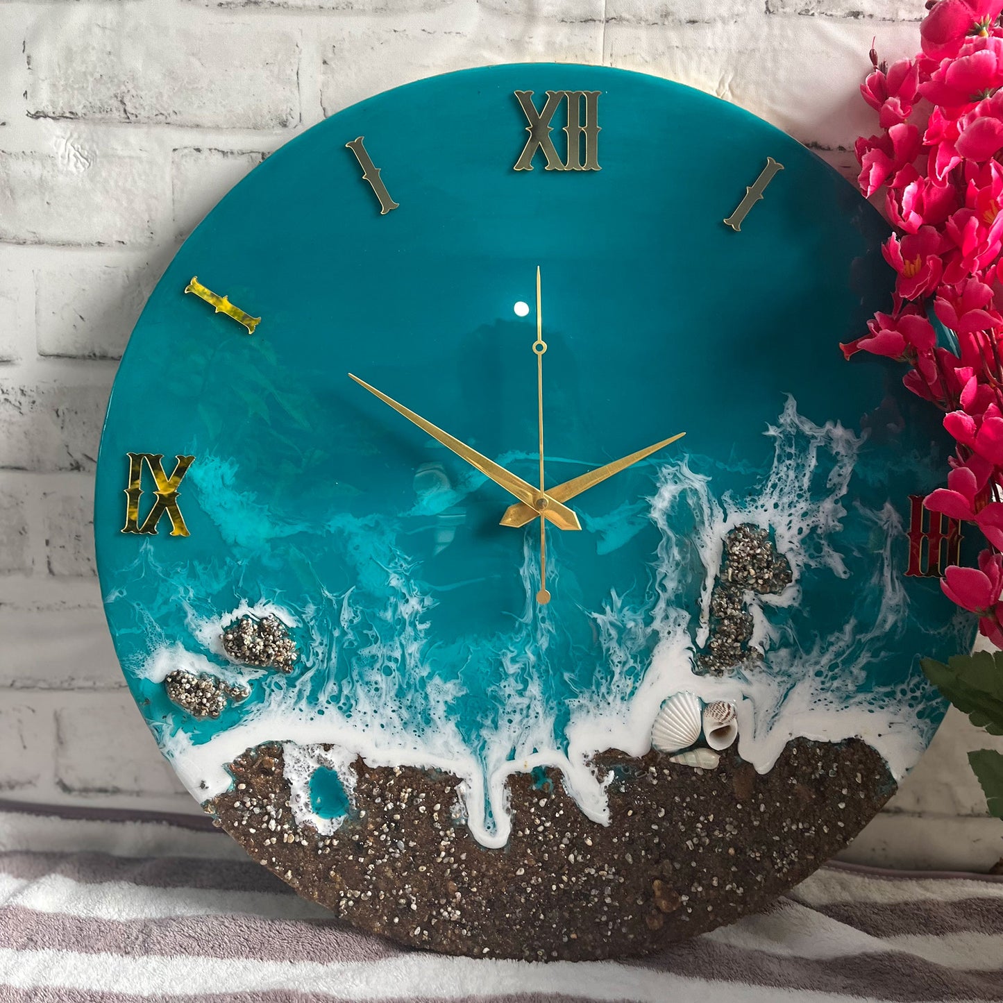 Beach View Epoxy Resin Wall Clock