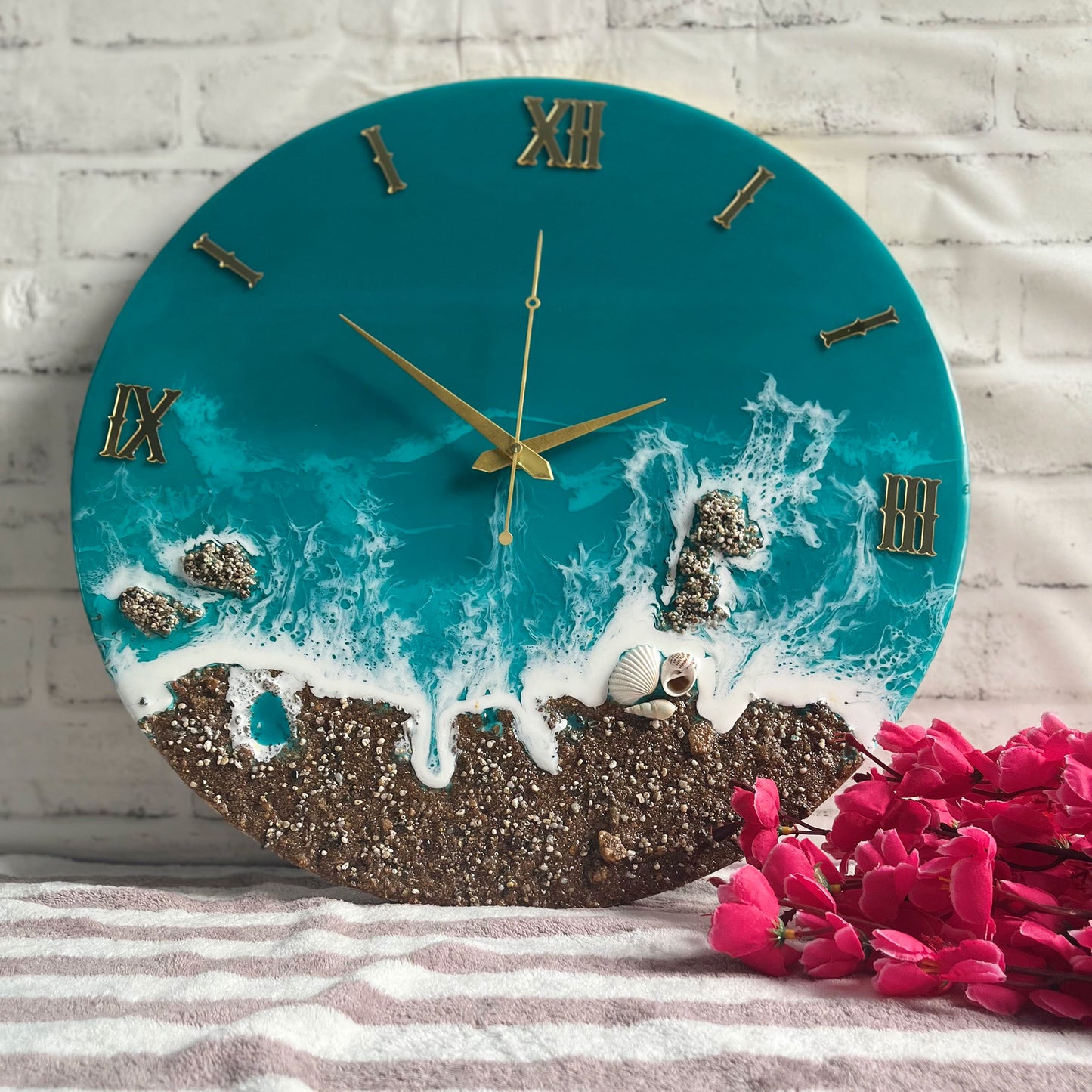 Beach View Epoxy Resin Wall Clock