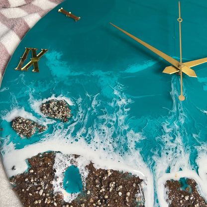 Beach View Epoxy Resin Wall Clock