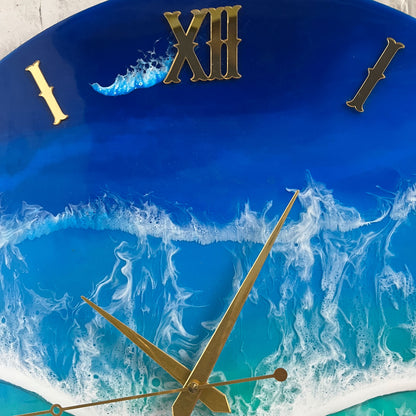 Blue Ocean Waves Epoxy Resin Wall Clock