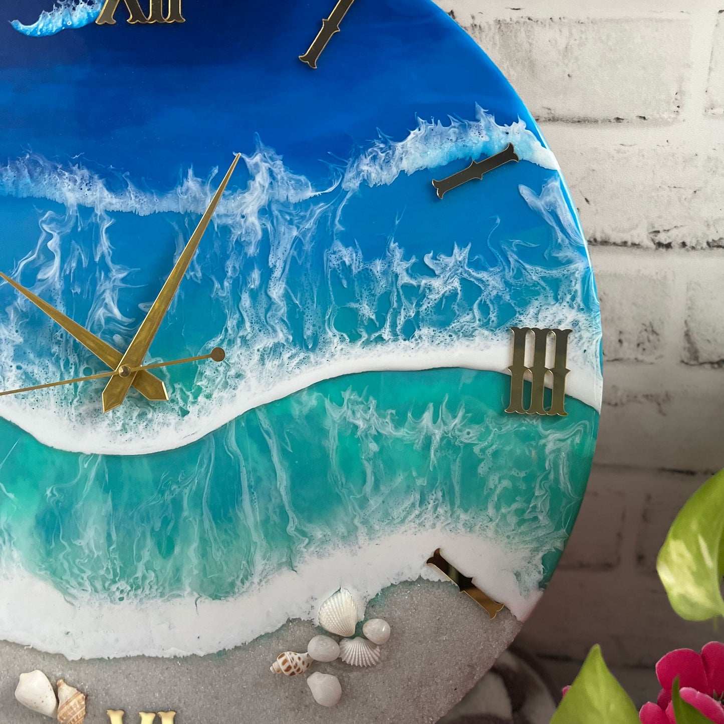 Blue Ocean Waves Epoxy Resin Wall Clock