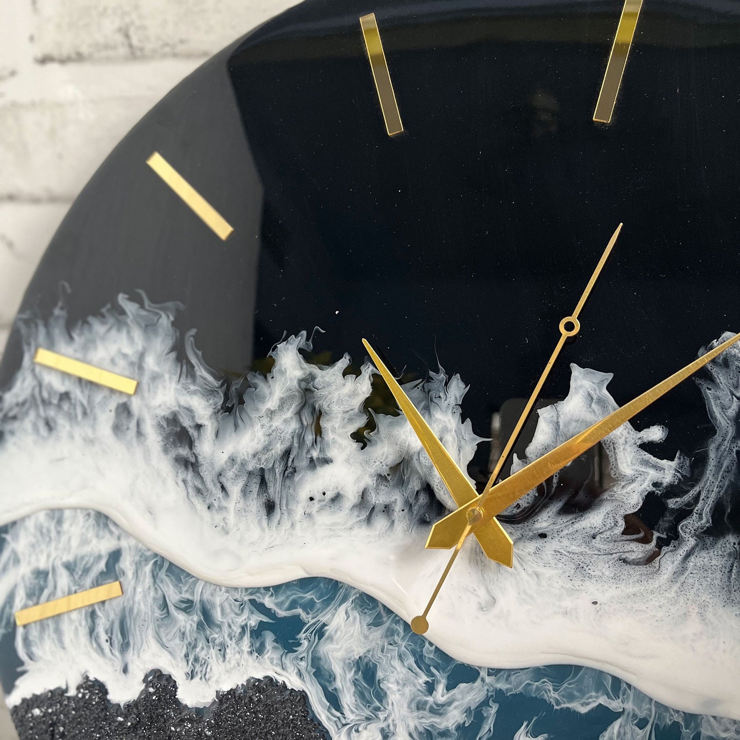 Black Ocean Multi Waves Epoxy Resin Wall Clock