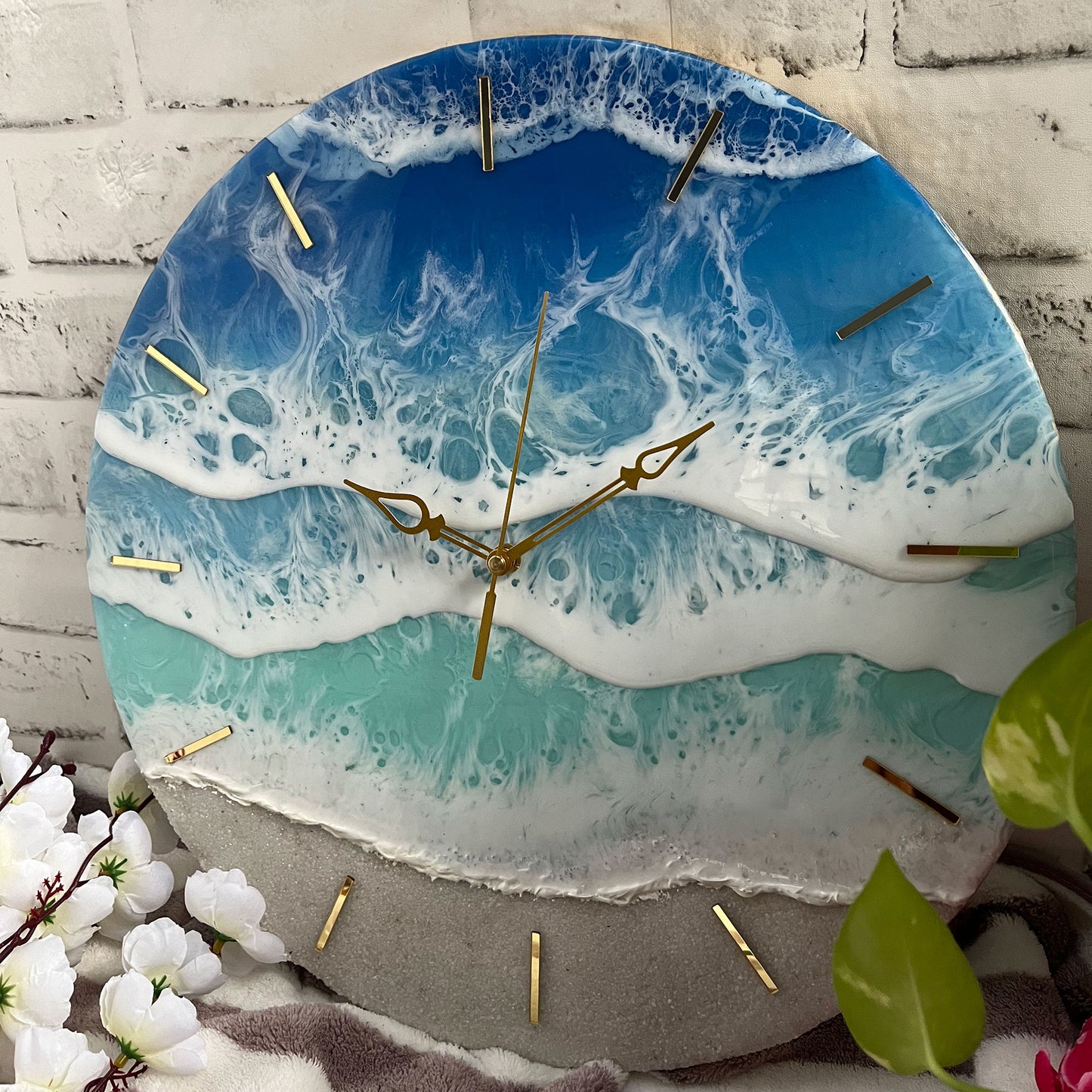 Multi Waves on Beach Epoxy Resin Wall Clock