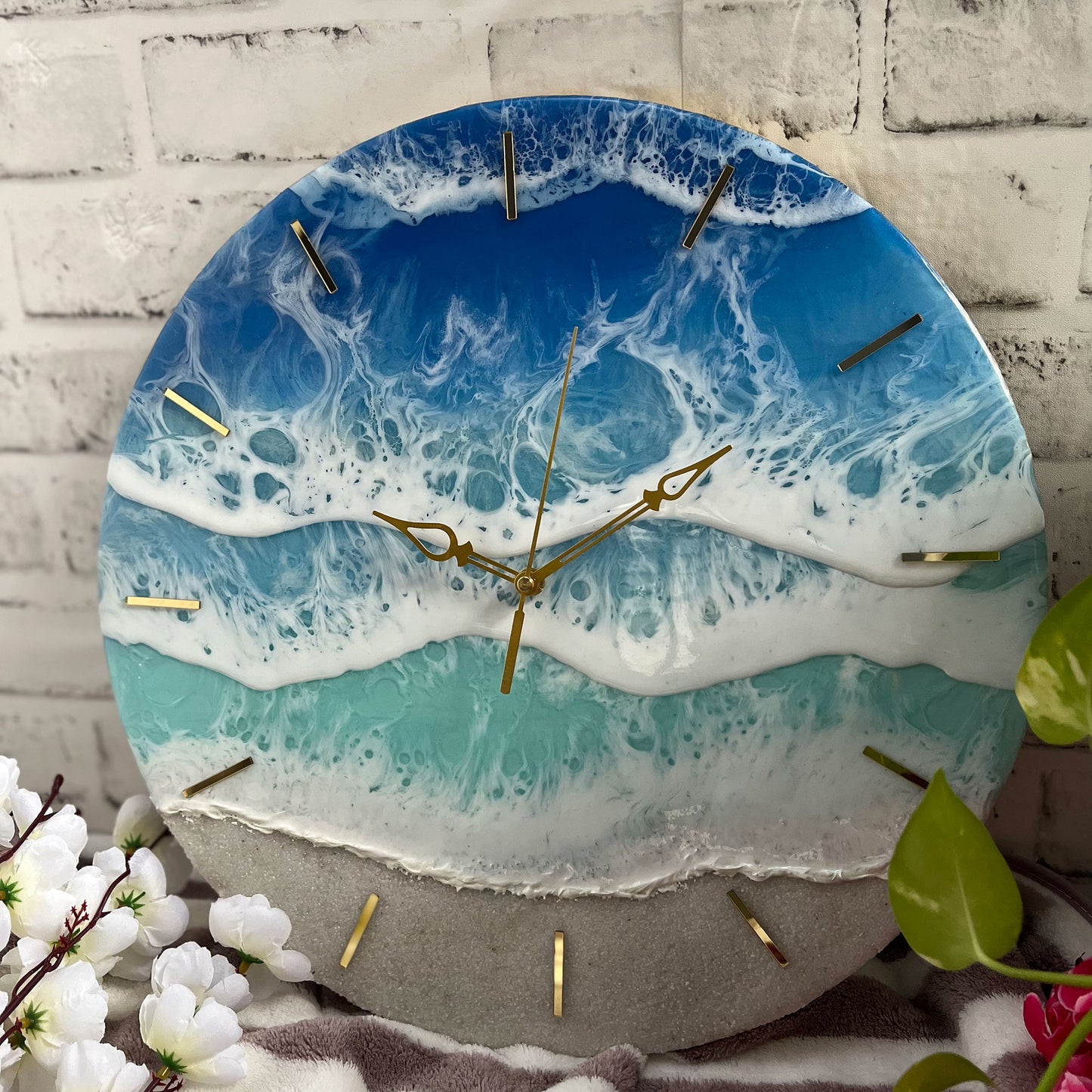 Multi Waves on Beach Epoxy Resin Wall Clock