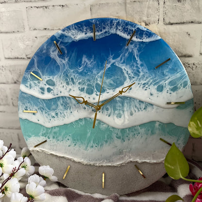 Multi Waves on Beach Epoxy Resin Wall Clock