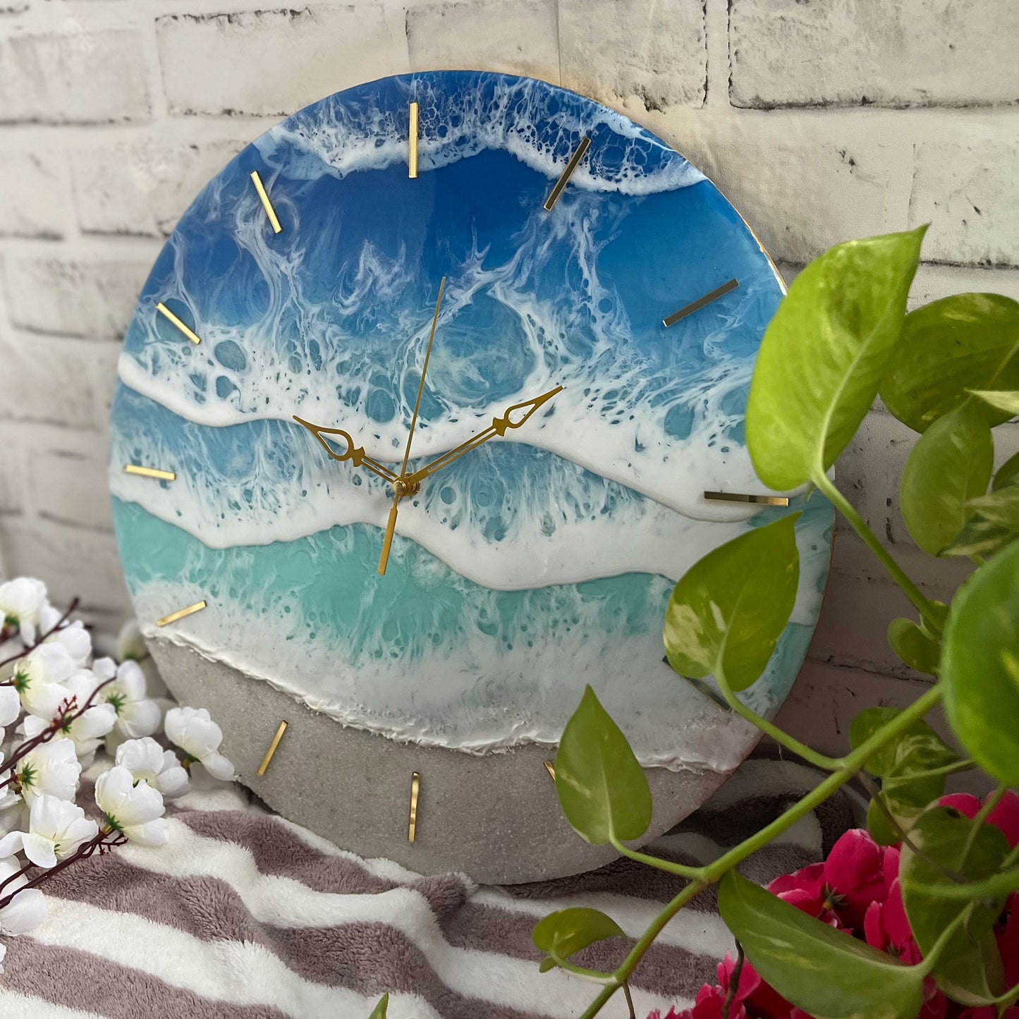 Multi Waves on Beach Epoxy Resin Wall Clock