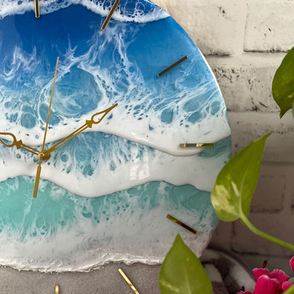Multi Waves on Beach Epoxy Resin Wall Clock