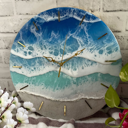 Multi Waves on Beach Epoxy Resin Wall Clock