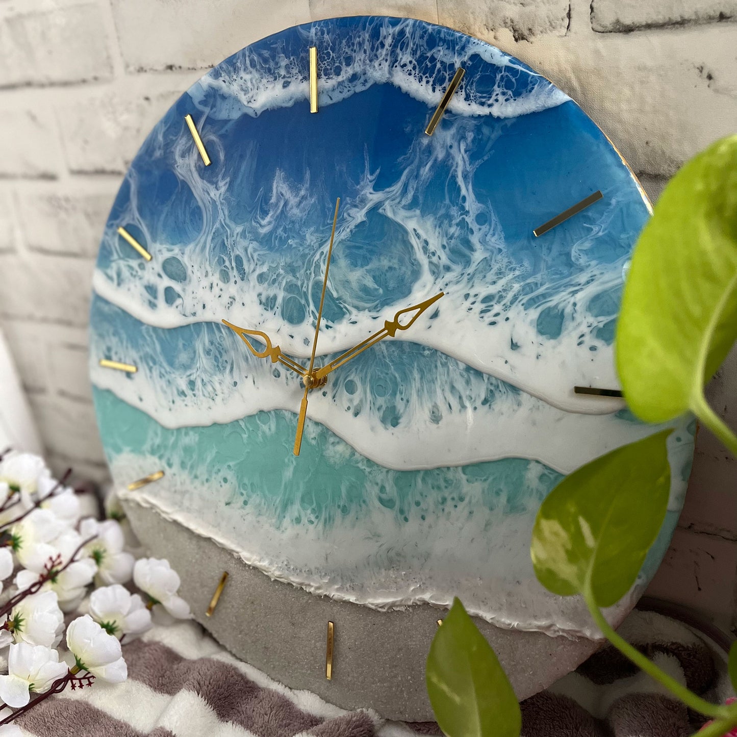 Multi Waves on Beach Epoxy Resin Wall Clock