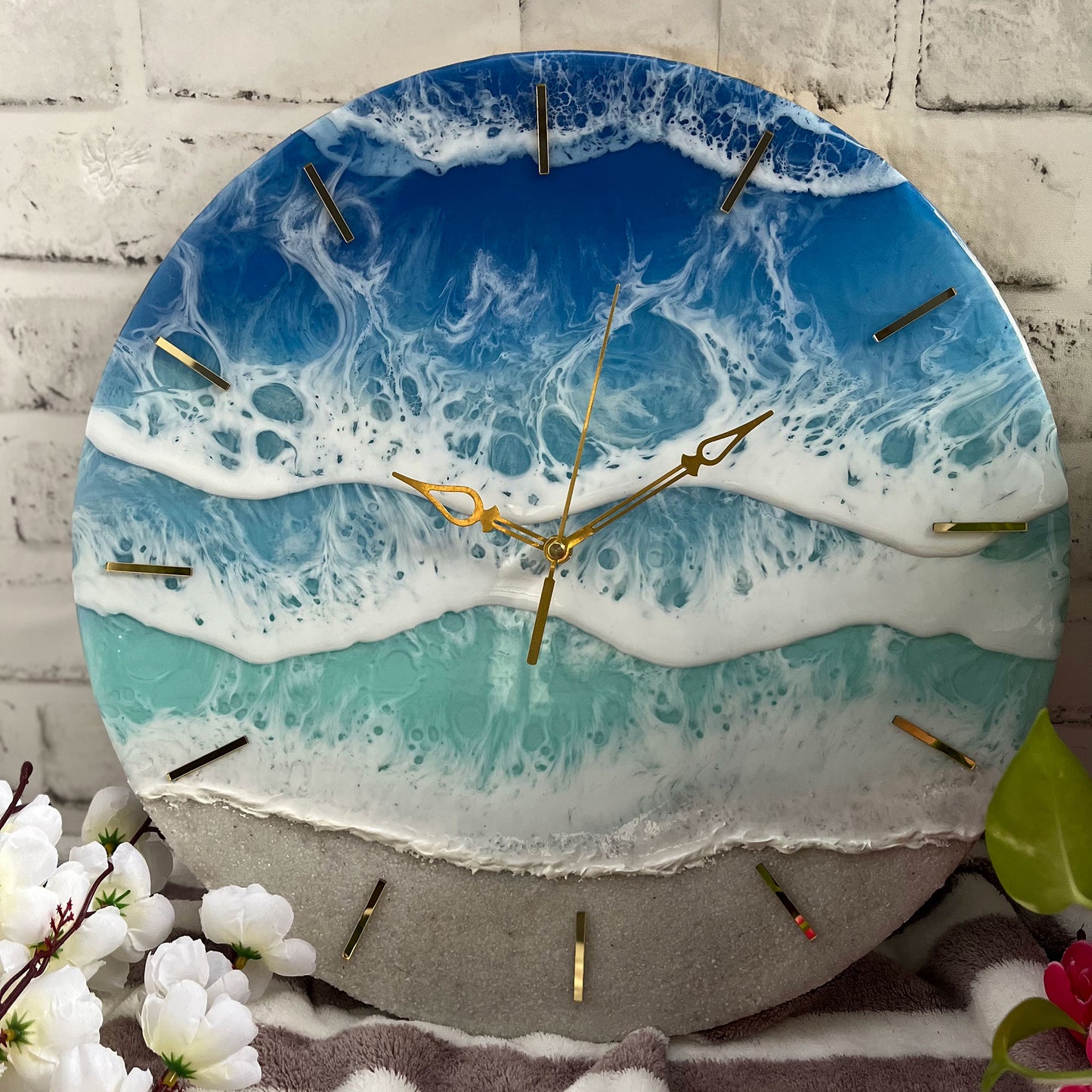 Multi Waves on Beach Epoxy Resin Wall Clock