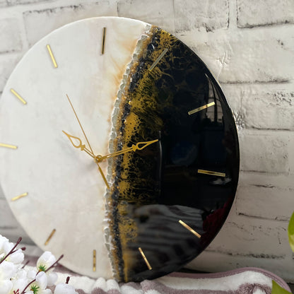 Blacky White Epoxy Resin Wall Clock