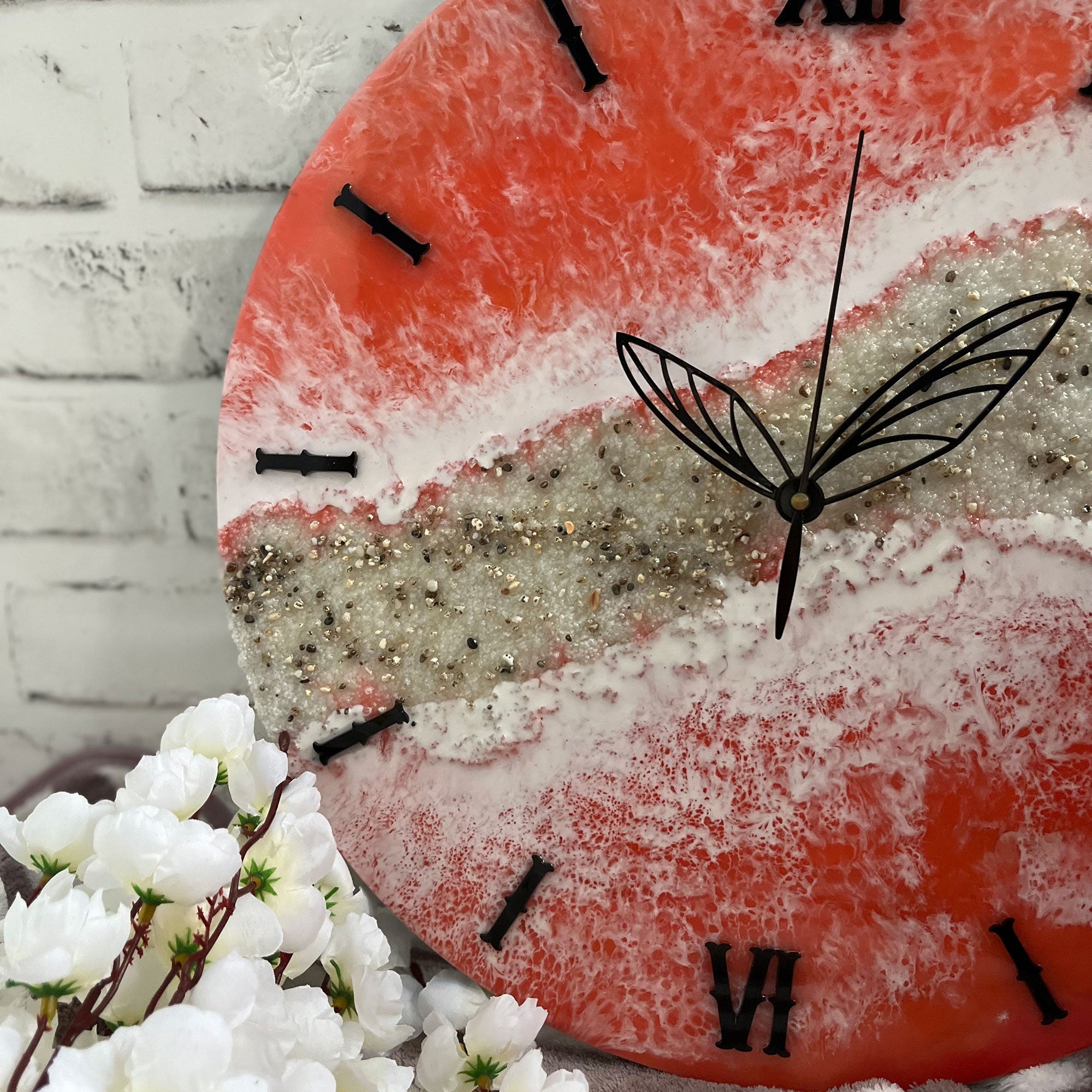Pink Waves Epoxy Resin Wall Clock