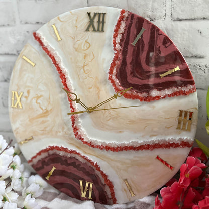 Attractive Dark Red Epoxy Resin Wall Clock