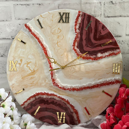 Attractive Dark Red Epoxy Resin Wall Clock