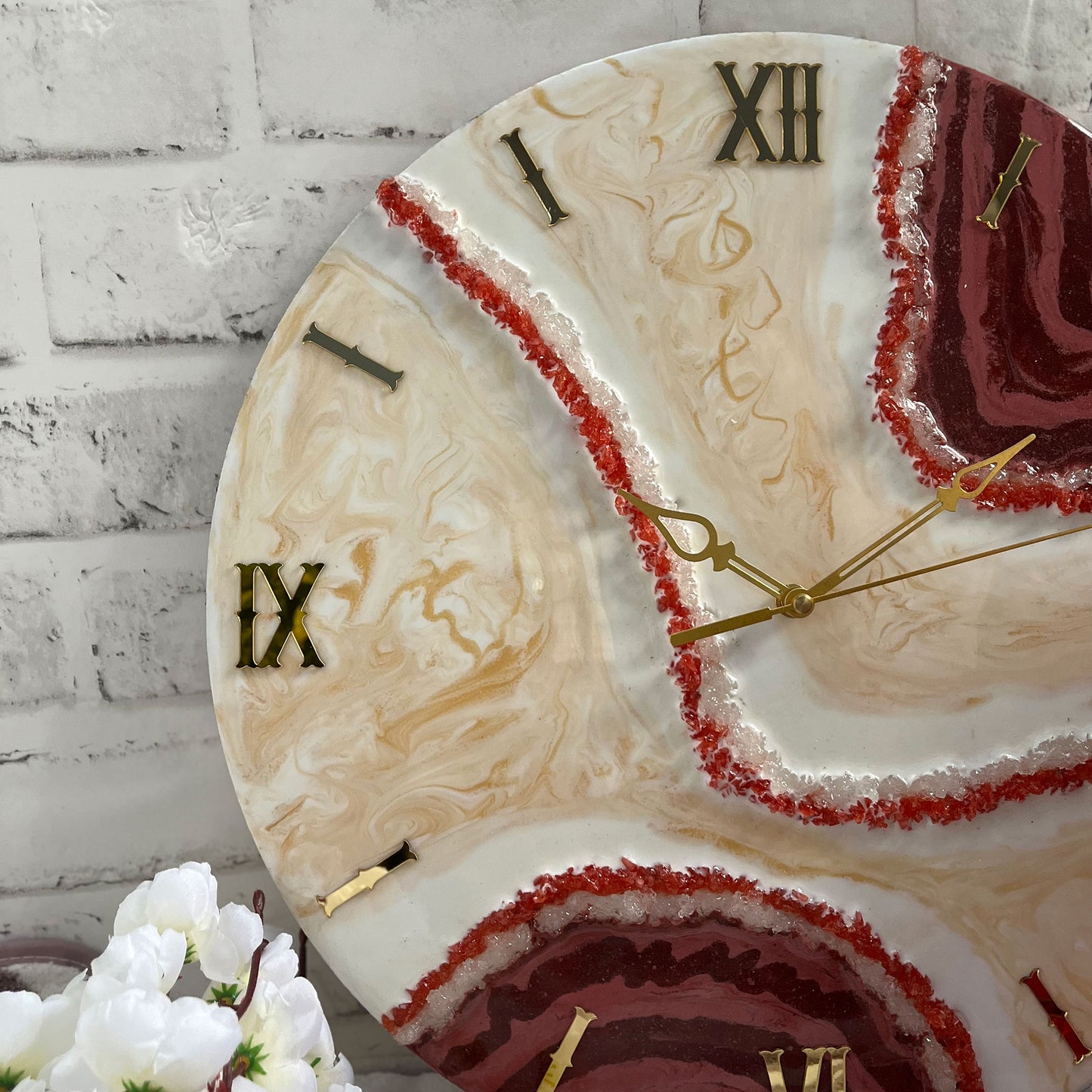 Attractive Dark Red Epoxy Resin Wall Clock