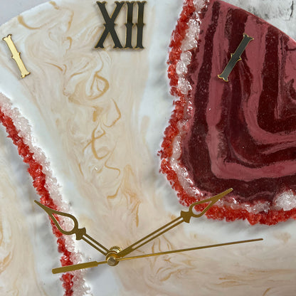 Attractive Dark Red Epoxy Resin Wall Clock