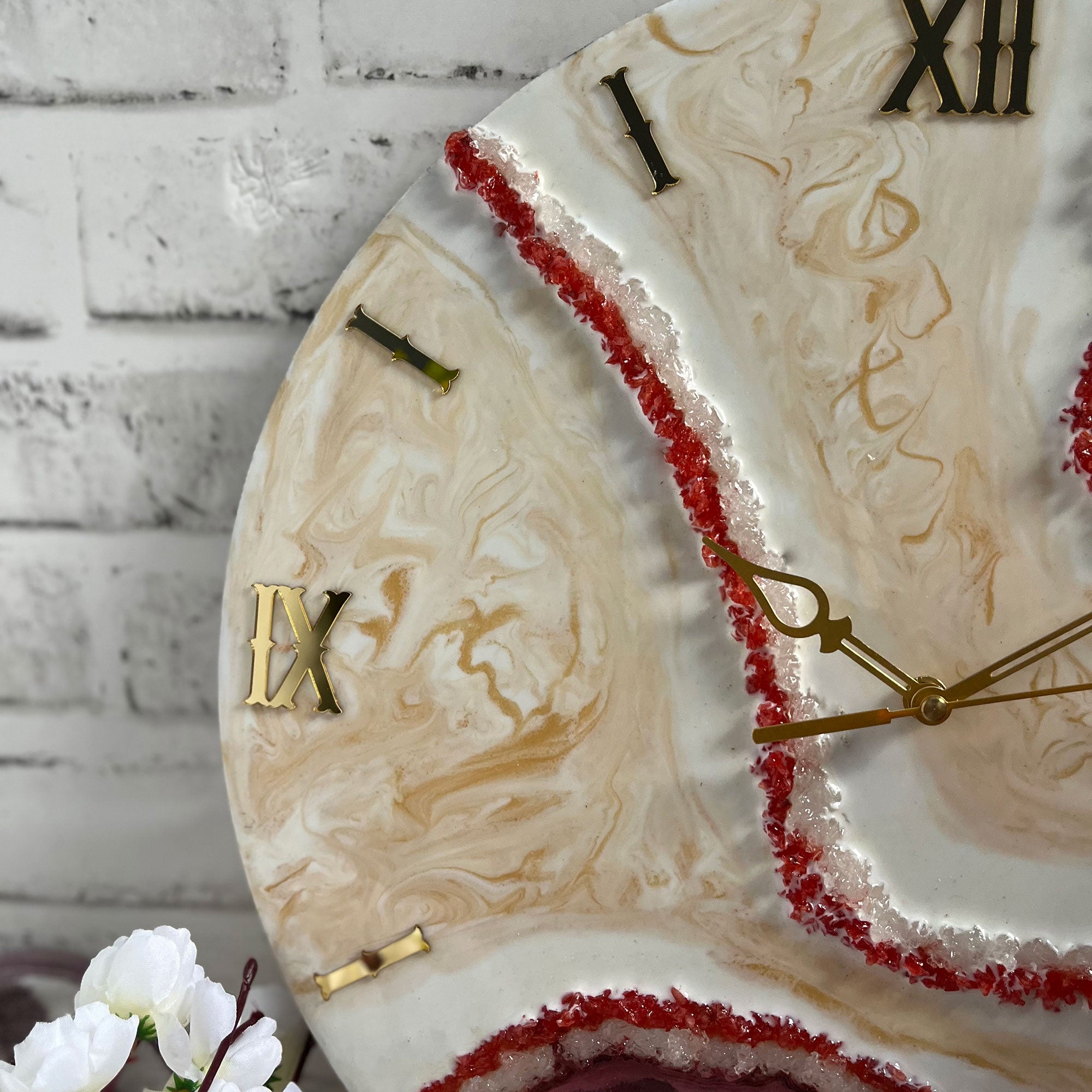 Attractive Dark Red Epoxy Resin Wall Clock