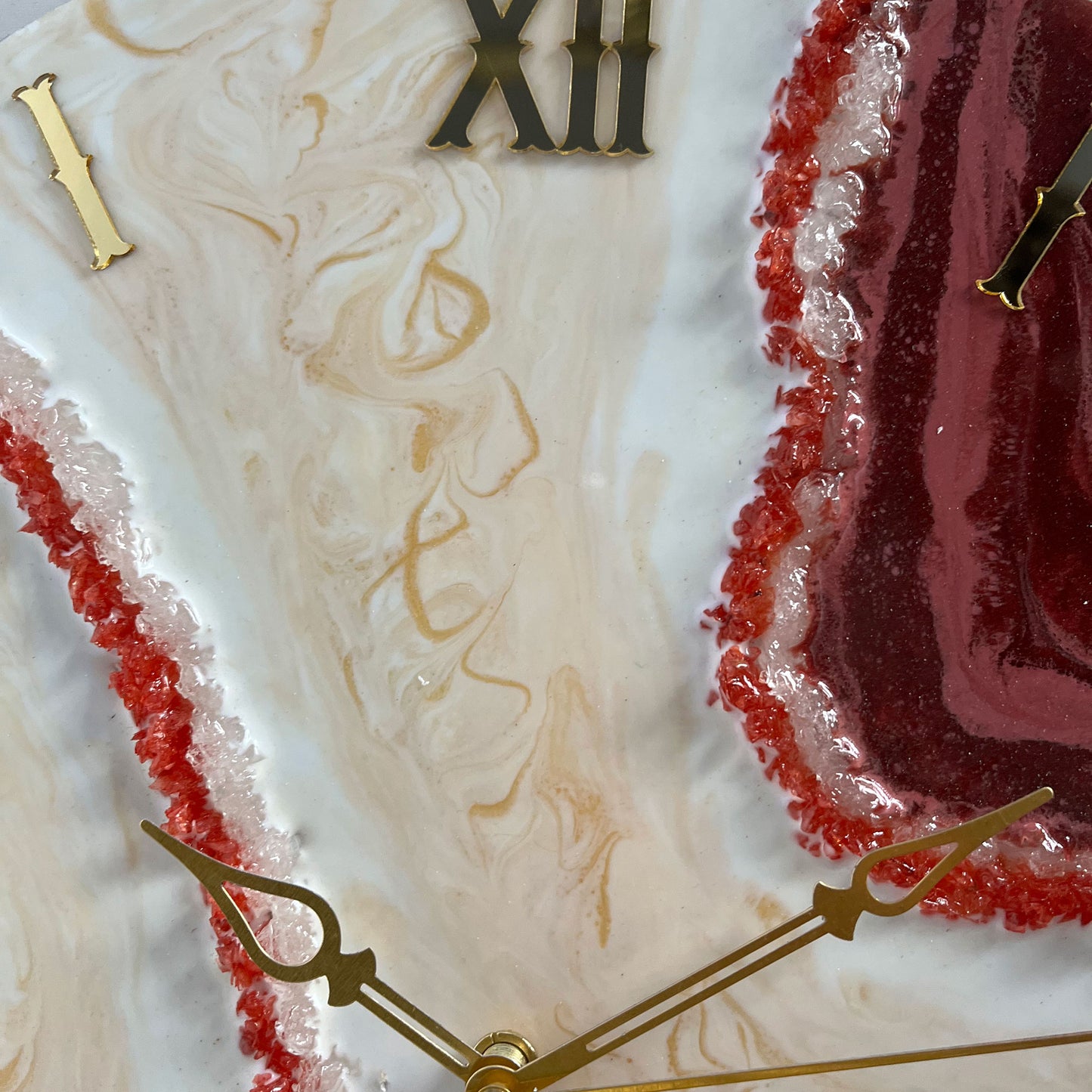 Attractive Dark Red Epoxy Resin Wall Clock