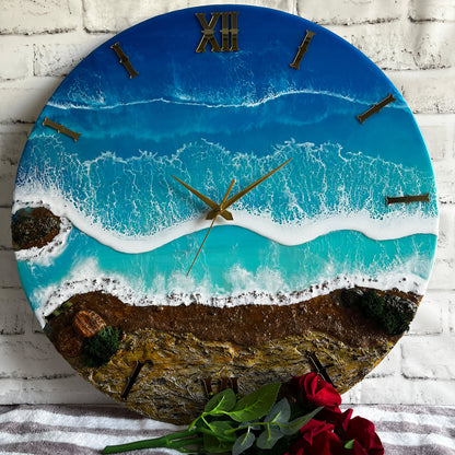 Beach Lover Waves Epoxy Resin Wall Clock