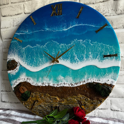 Beach Lover Waves Epoxy Resin Wall Clock