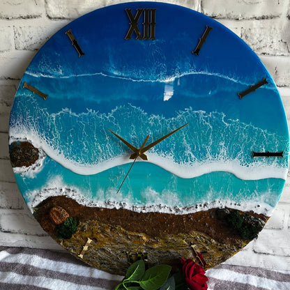 Beach Lover Waves Epoxy Resin Wall Clock