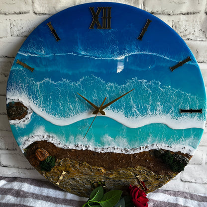 Beach Lover Waves Epoxy Resin Wall Clock