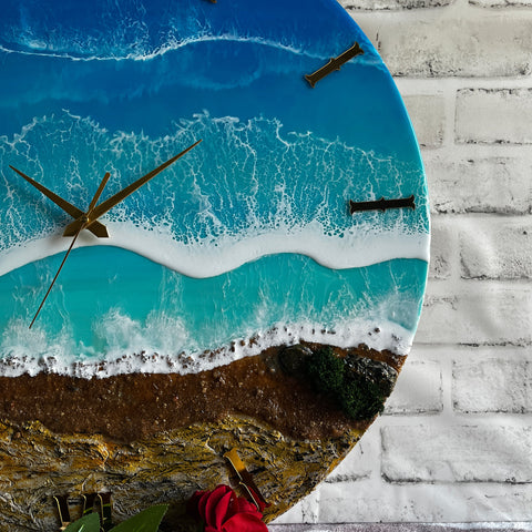 Beach Lover Waves Epoxy Resin Wall Clock