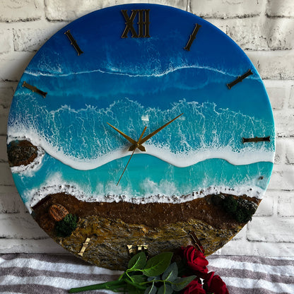 Beach Lover Waves Epoxy Resin Wall Clock