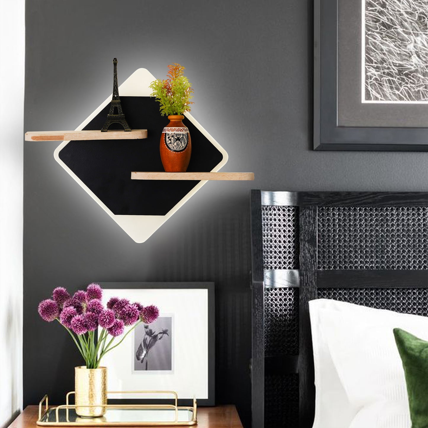 Diamond Shaped LED Wall Light & Wall Lamp With Shelves