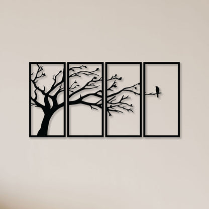 Alone Bird In Forest Metal Wall Art