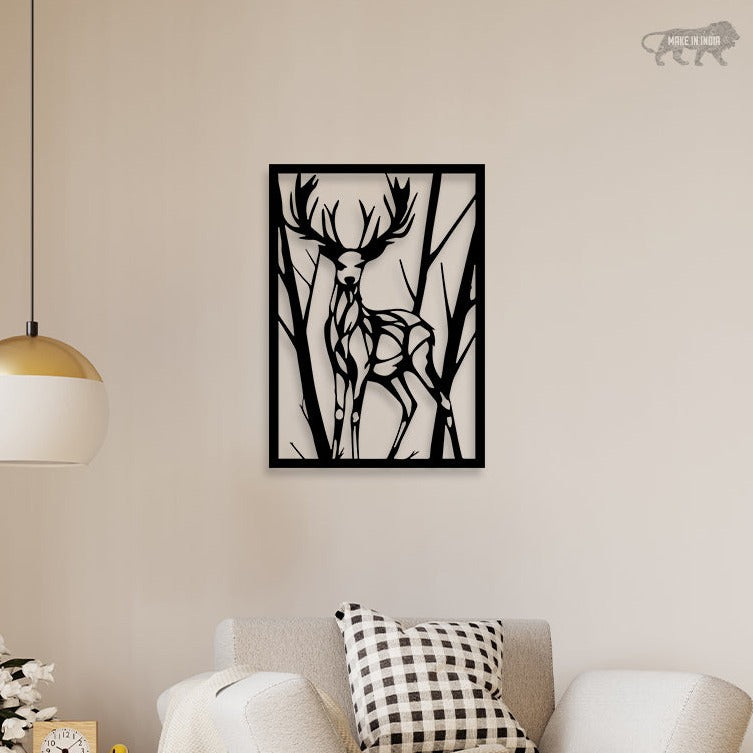 Deer In Forest Metal Wall Art 1