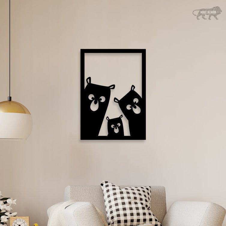 Bear Family Metal Wall Art 1