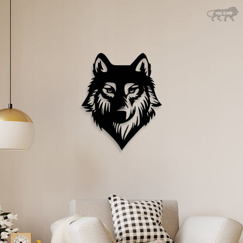 3D Wolves Face Metal Wall Art