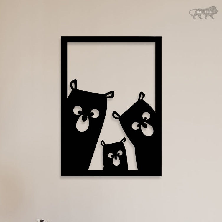 Bear Family Metal Wall Art