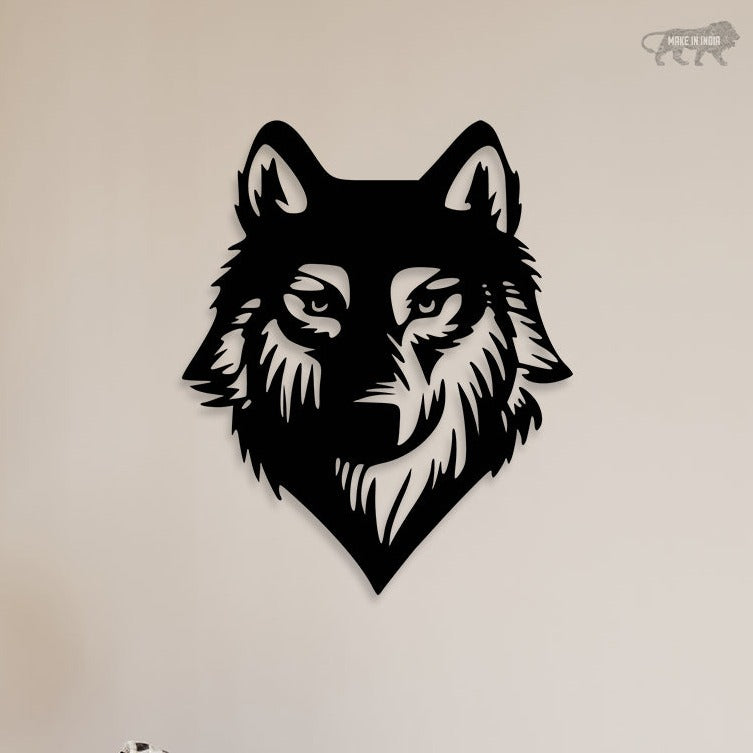 3D Wolves Face Metal Wall Art