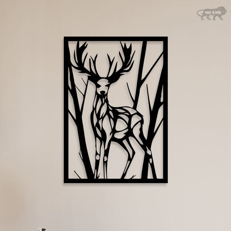 Deer In Forest Metal Wall Art