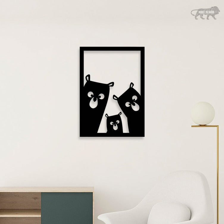 Bear Family Metal Wall Art 3