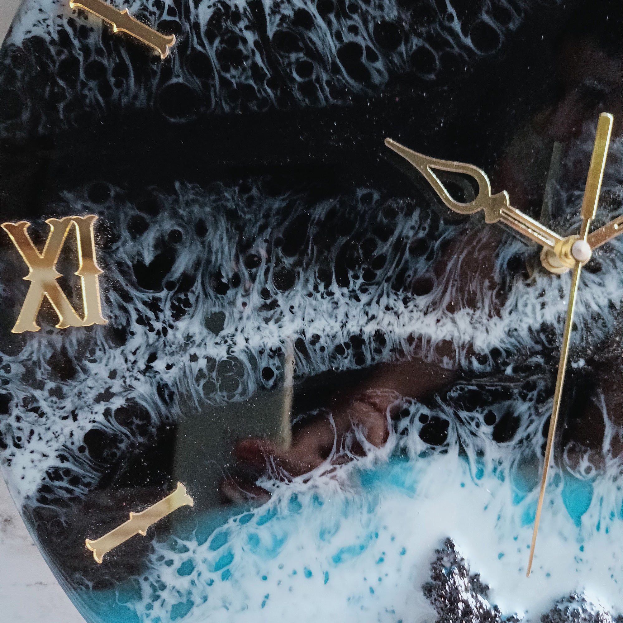Mountain with Beach Epoxy Resin Wall Clock