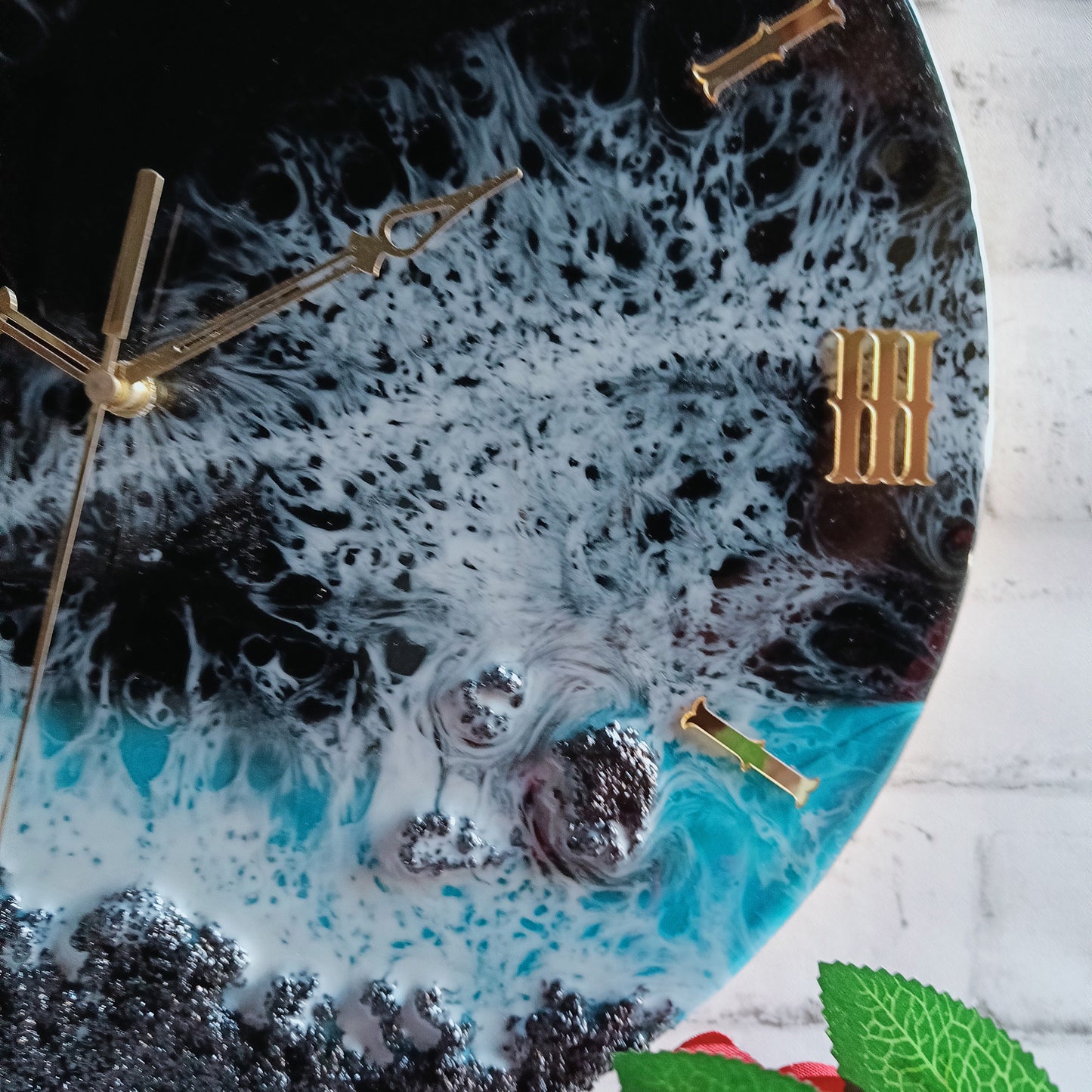 Mountain with Beach Epoxy Resin Wall Clock